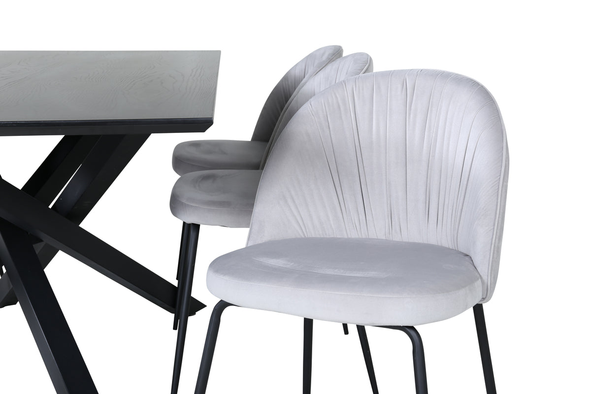 Venture Design Wrinkles & Piazza Matstolar Grå + Matbord 90x180