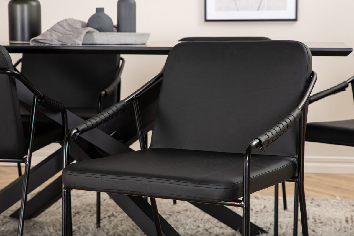 Venture Design Tvist & Piazza Matstolar Svart + Matbord 90x180