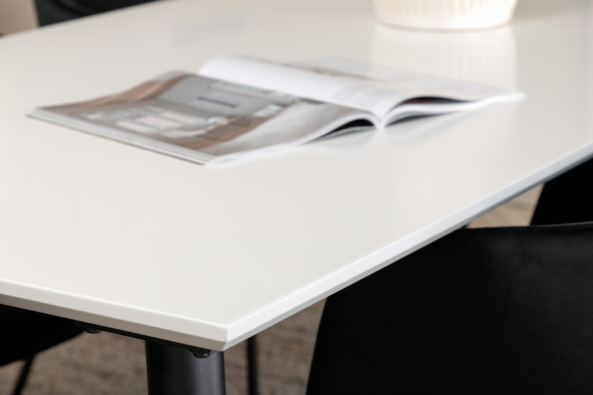 Venture Design Berit & Jimmy Matstolar Svart + Rektangulära Matbord 195 x 90 Vit