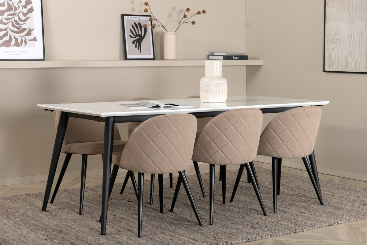 Venture Design Jimmy & Velvet Matbord 90 x 195 + Matstolar Beige