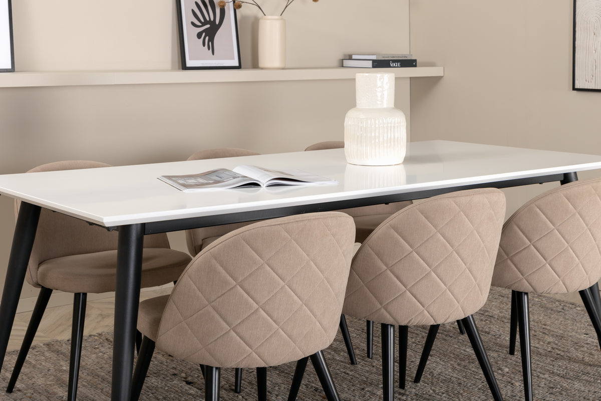 Venture Design Jimmy & Velvet Matbord 90 x 195 + Matstolar Beige