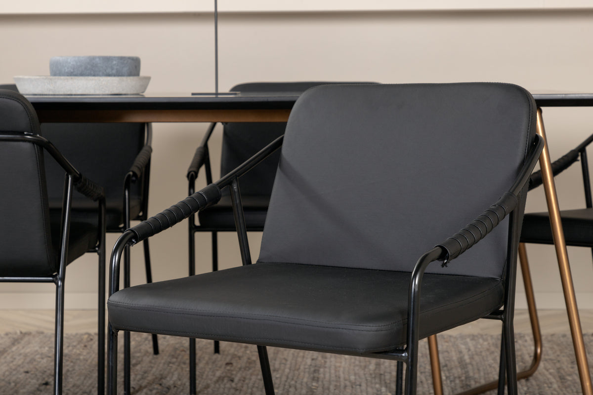 Venture Design Petra & Tvist Matbord 90x190 + Matstolar Svart