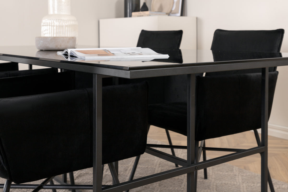 Venture Design Petra & Leif Matstolar Svart + Matbord 90x200