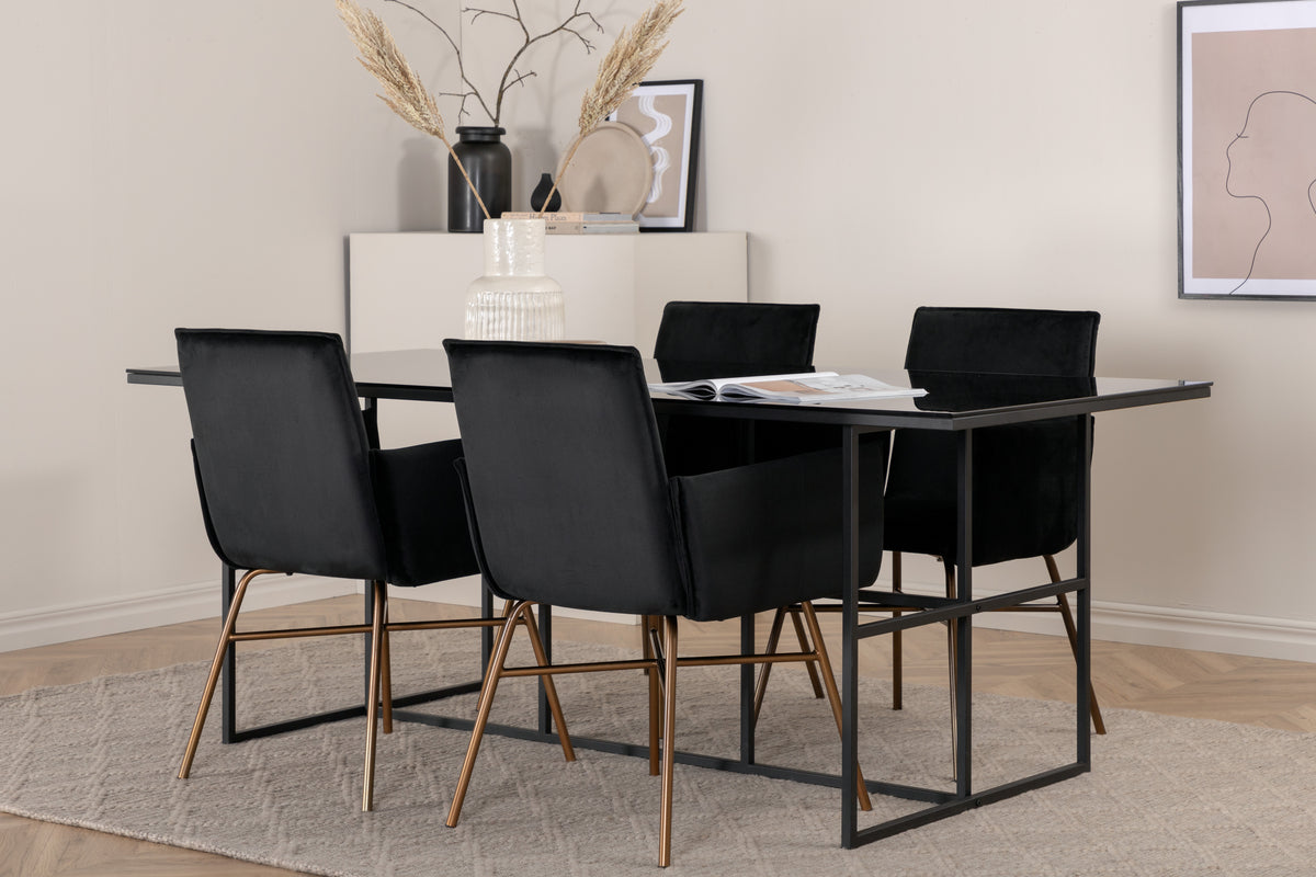 Venture Design Petra & Leif Matstolar Svart + Matbord 90x200