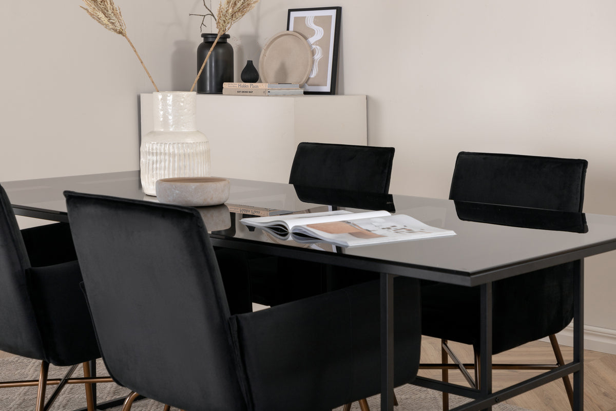 Venture Design Petra & Leif Matstolar Svart + Matbord 90x200