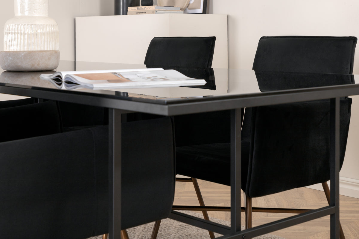 Venture Design Petra & Leif Matstolar Svart + Matbord 90x200