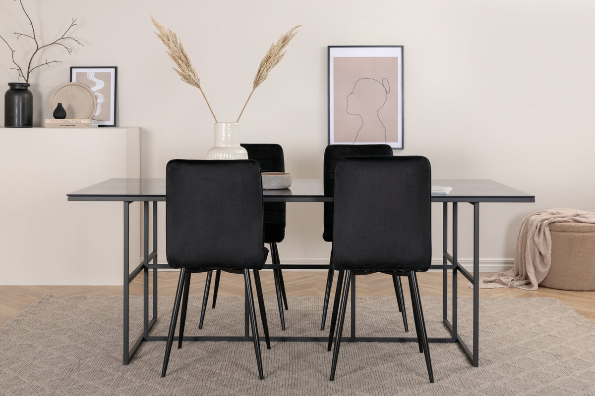 Venture Design Leif & Windu Matbord 90x200 + Matstolar Svart