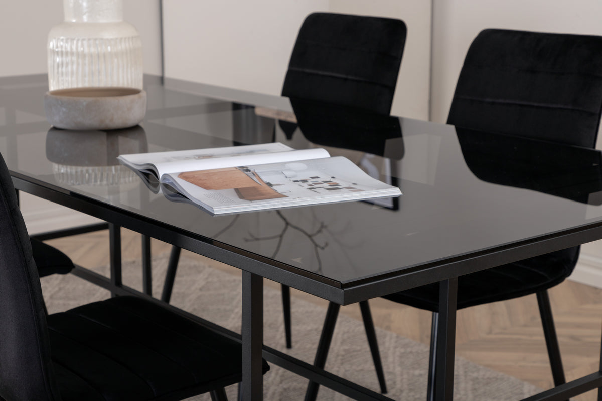 Venture Design Leif & Windu Matbord 90x200 + Matstolar Svart