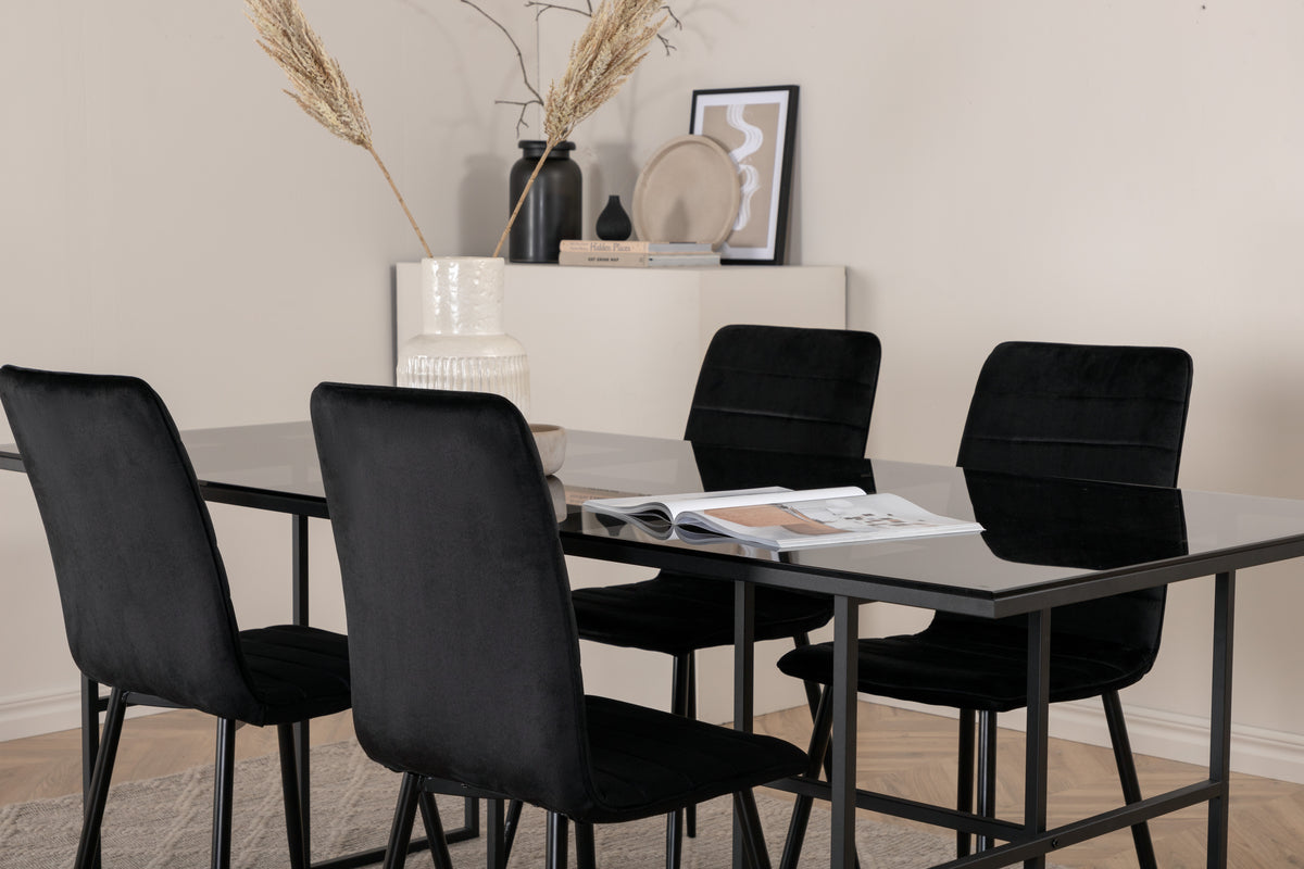 Venture Design Leif & Windu Matbord 90x200 + Matstolar Svart