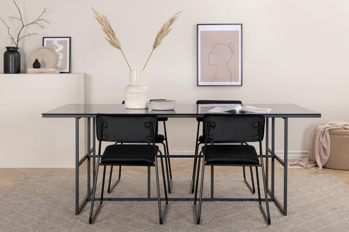 Venture Design Kenth & Leif Matstolar Svart + Matbord 90x200