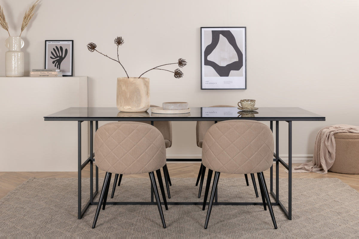 Venture Design Leif & Velvet Matbord 90x200 + Matstolar Beige