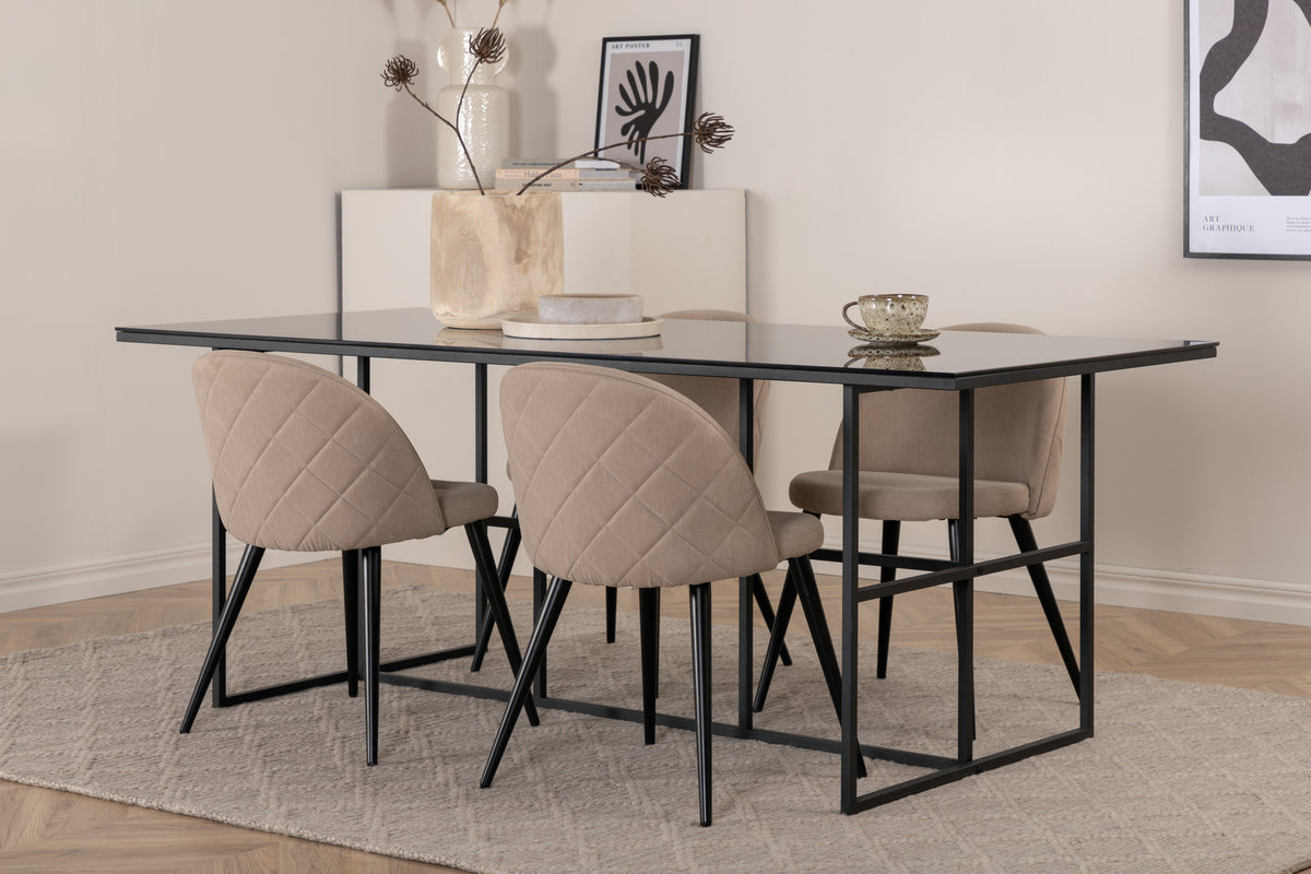 Venture Design Leif & Velvet Matbord 90x200 + Matstolar Beige