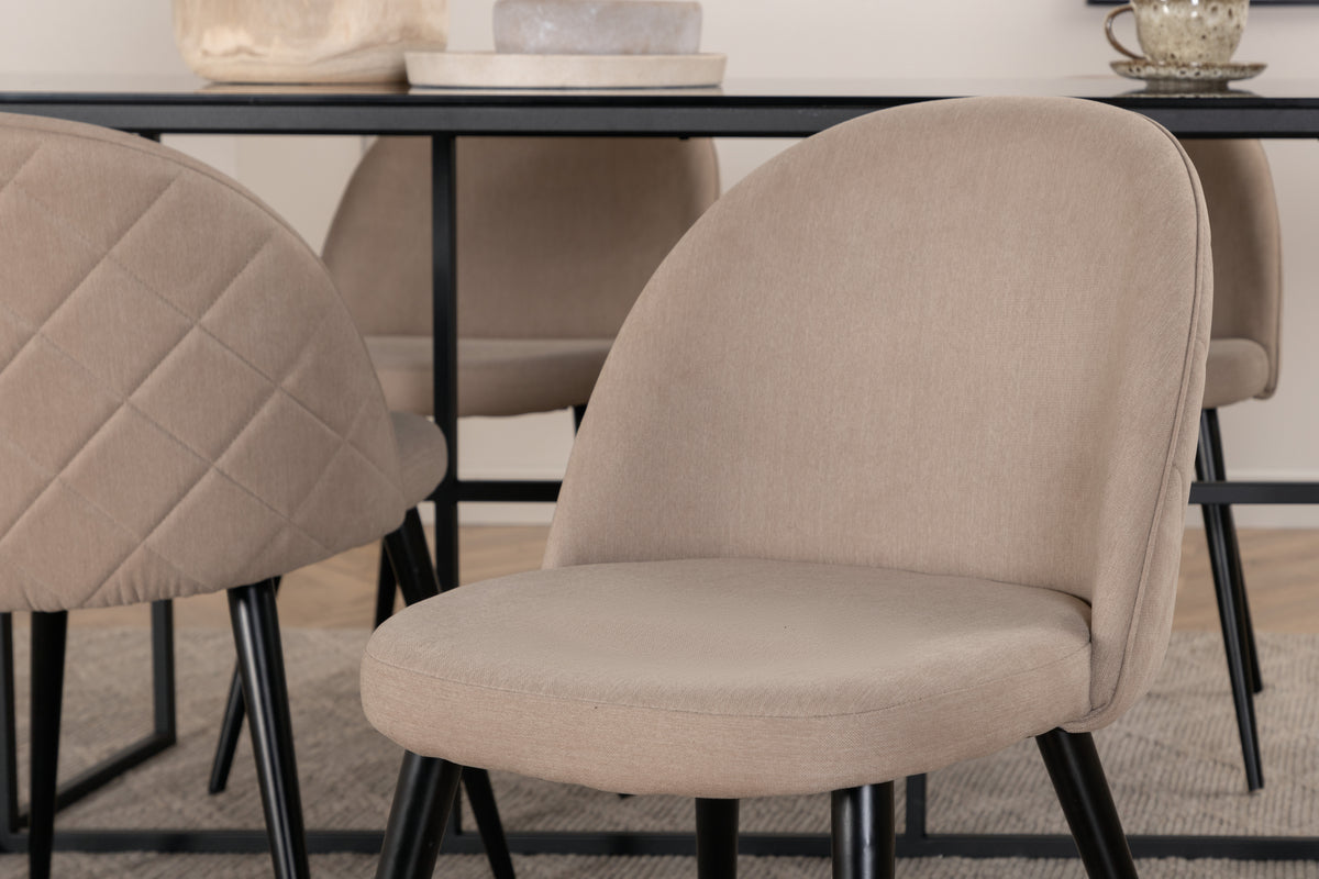 Venture Design Leif & Velvet Matbord 90x200 + Matstolar Beige