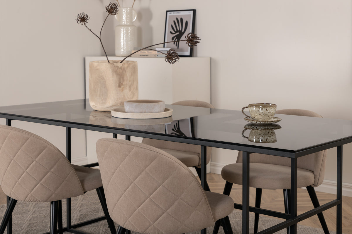 Venture Design Leif & Velvet Matbord 90x200 + Matstolar Beige