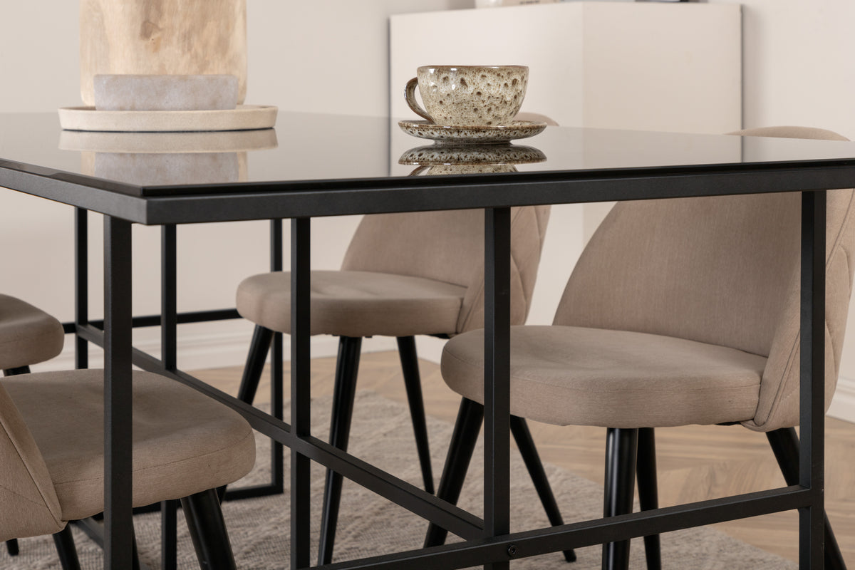 Venture Design Leif & Velvet Matbord 90x200 + Matstolar Beige