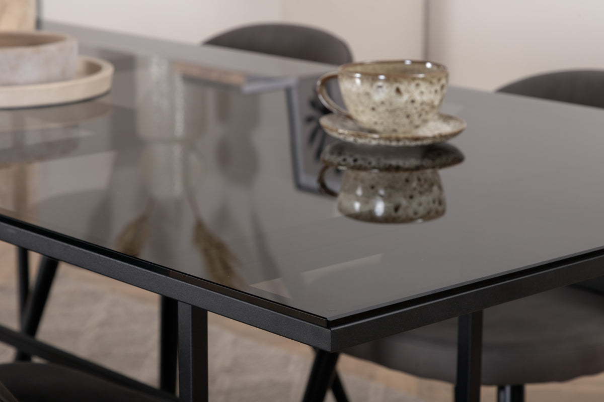 Venture Design Leif & Velvet Matbord 90x200 + Matstolar Grå