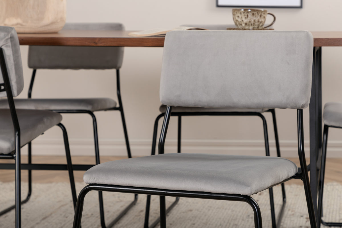 Venture Design Kenth & Uno Matstolar 2-pack Grå + Rektangulära Matbord 200 x 90 Natur