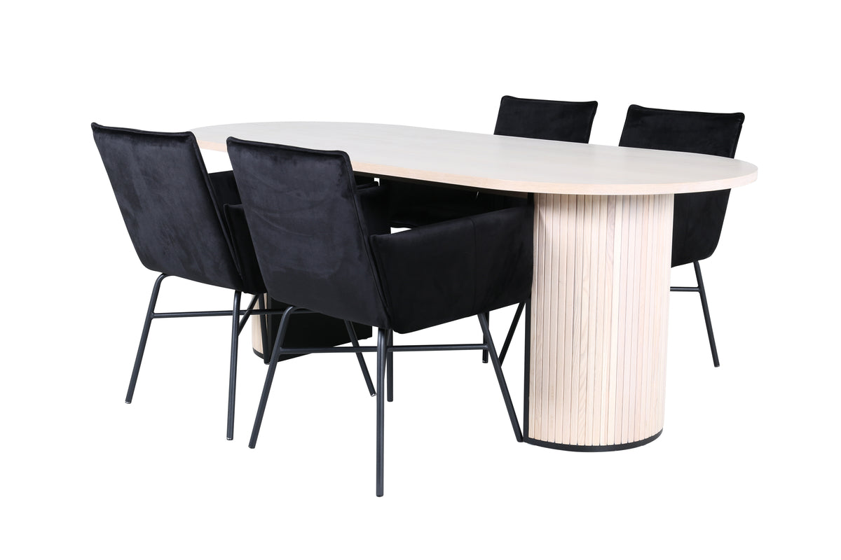 Venture Design Petra & Bianca Matstolar Svart + Matbord 90x200