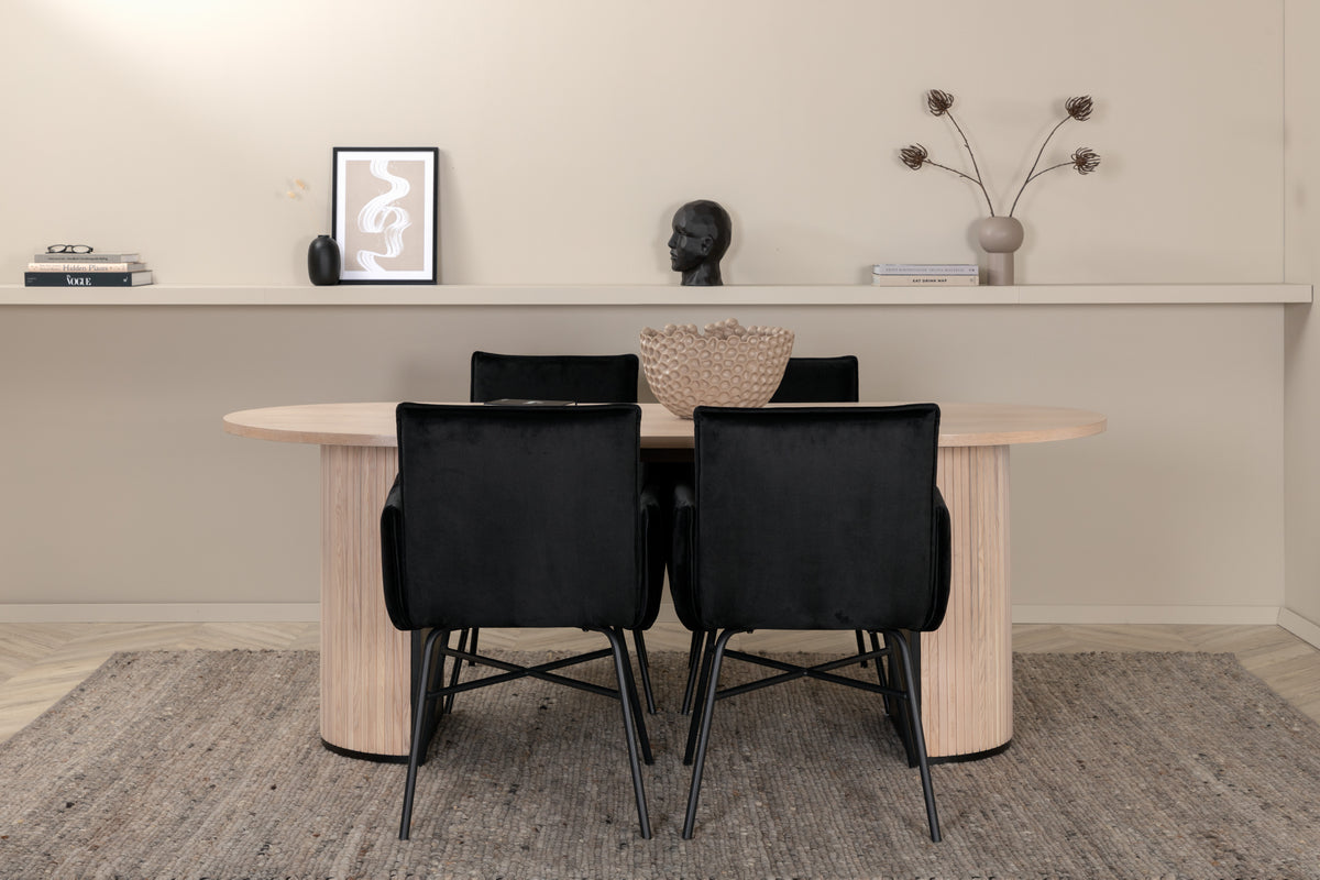 Venture Design Petra & Bianca Matstolar Svart + Matbord 90x200