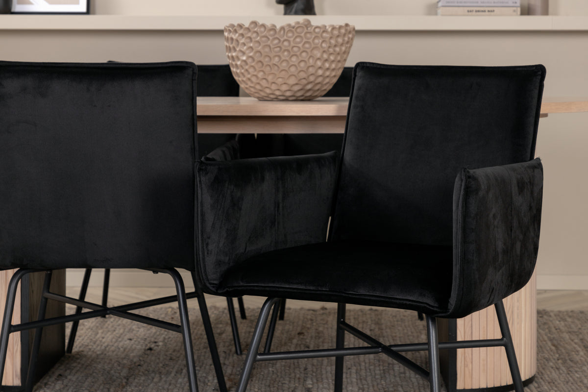 Venture Design Petra & Bianca Matstolar Svart + Matbord 90x200