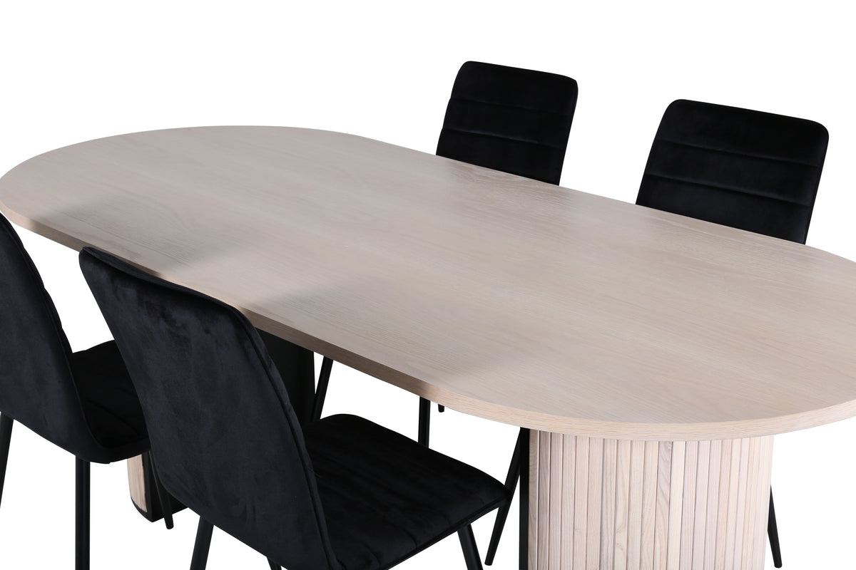 Venture Design Bianca & Windu Matbord 90x200 + Matstolar Svart