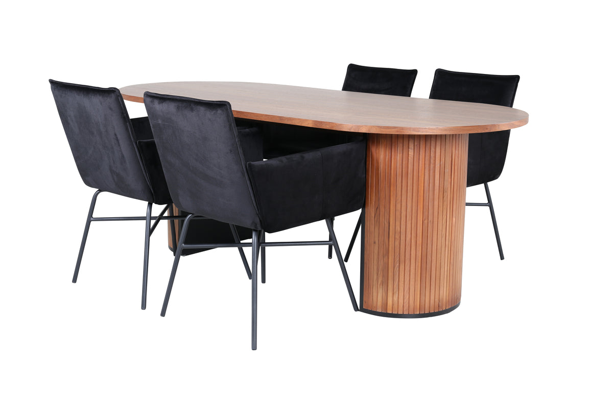 Venture Design Petra & Bianca Matstolar Svart + Matbord 90x200