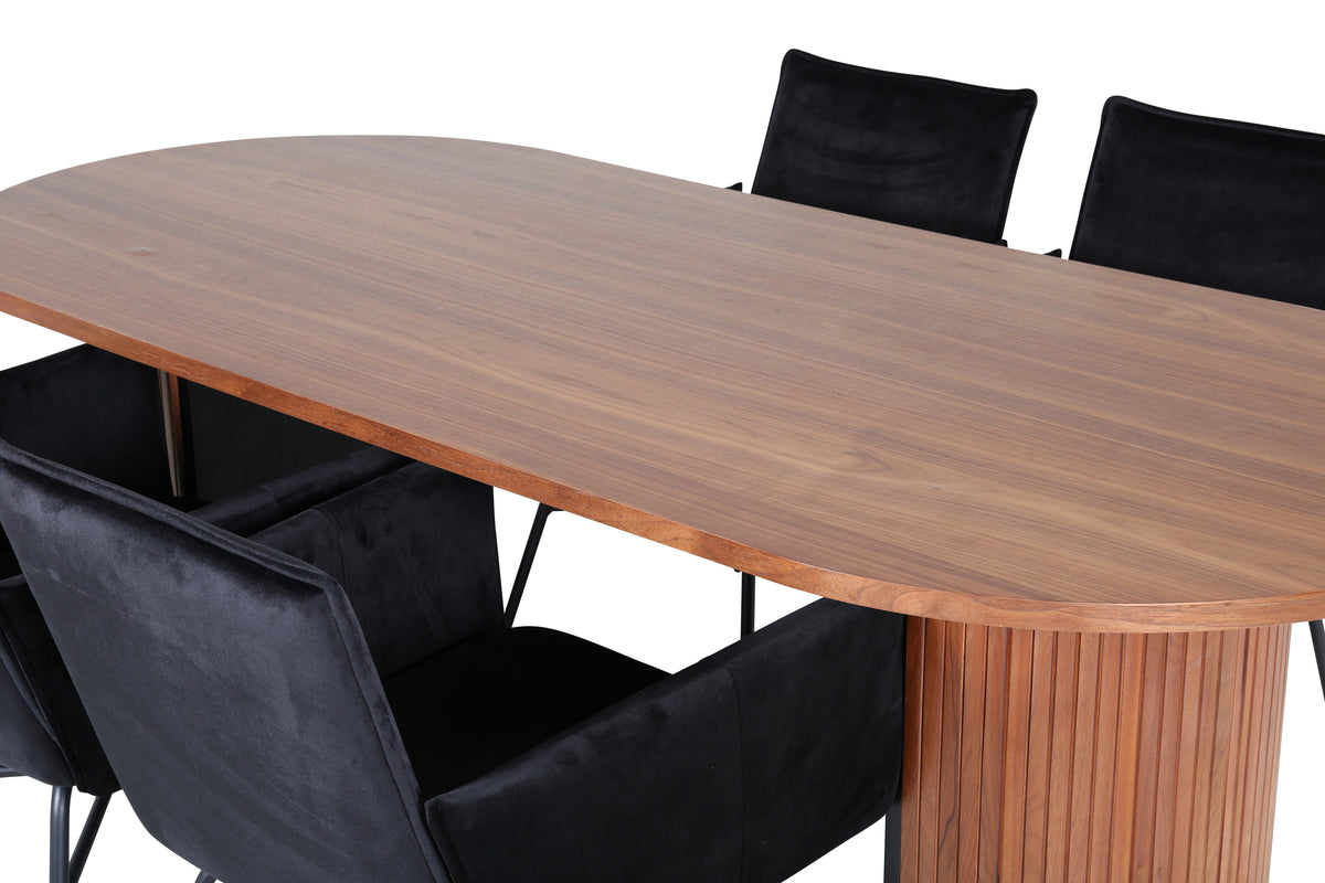 Venture Design Petra & Bianca Matstolar Svart + Matbord 90x200