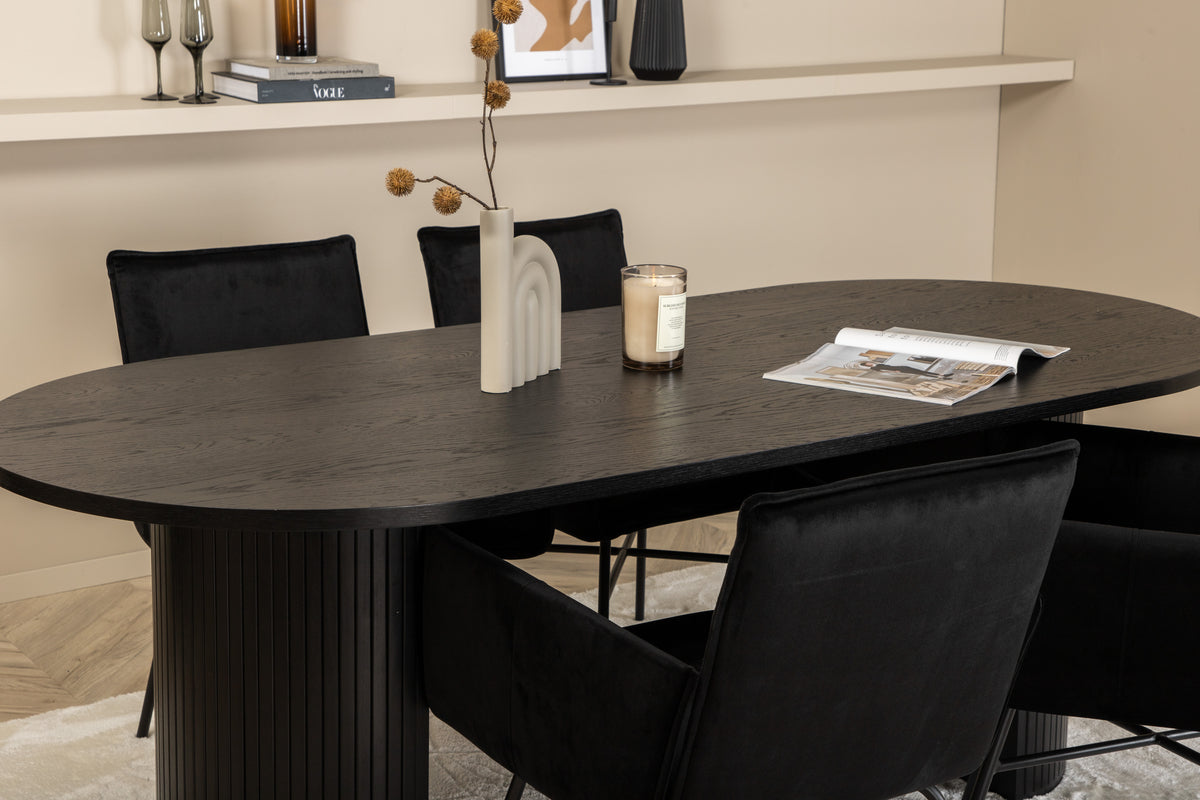 Venture Design Petra & Bianca Matstolar Svart + Matbord 90x200