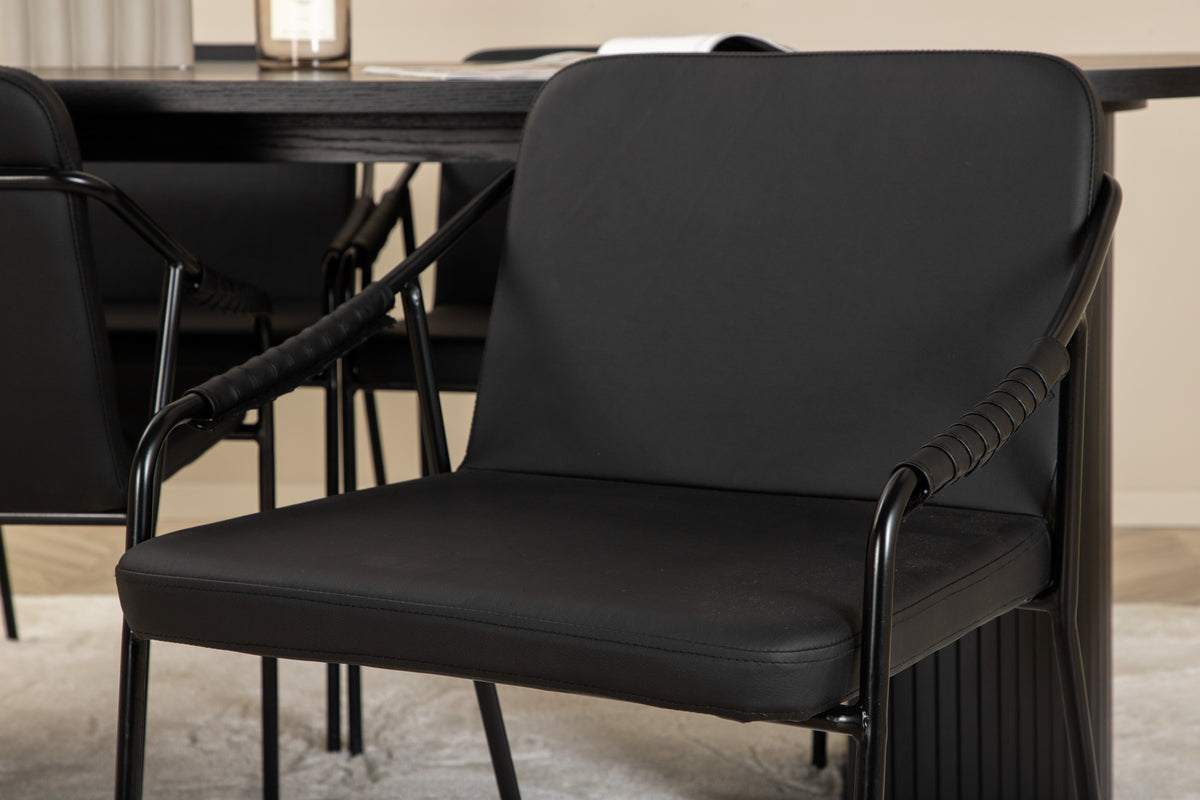 Venture Design Tvist & Bianca Matstolar Svart + Matbord 90x200