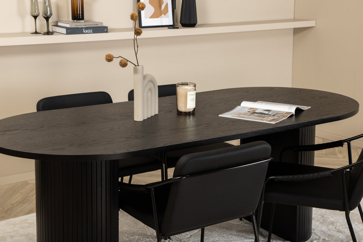Venture Design Tvist & Bianca Matstolar Svart + Matbord 90x200