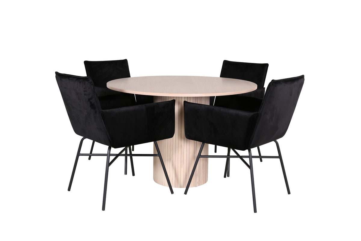 Venture Design Petra & Bianca Matstolar Svart + Matbord ⌀110