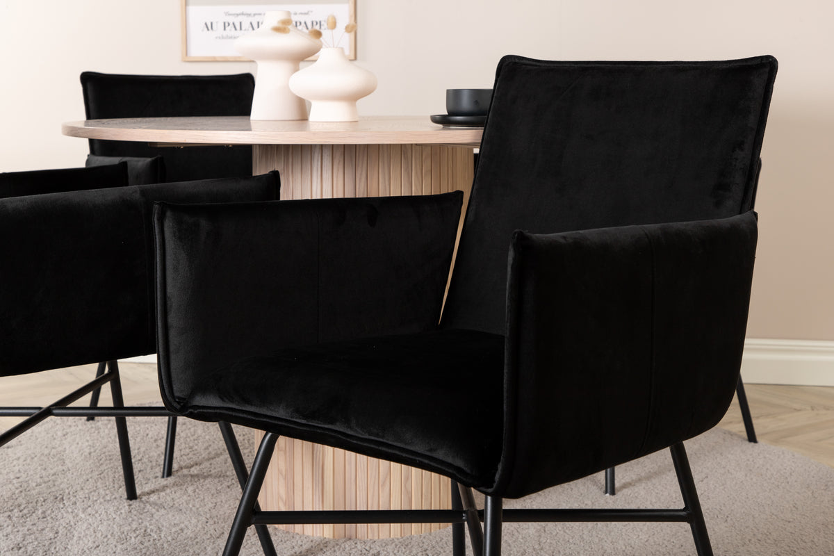 Venture Design Petra & Bianca Matstolar Svart + Matbord ⌀110