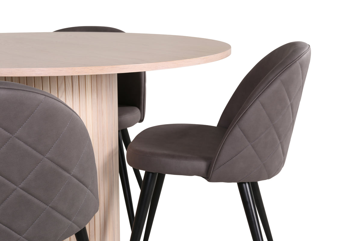 Venture Design Bianca & Velvet Matbord ⌀110 + Matstolar Grå