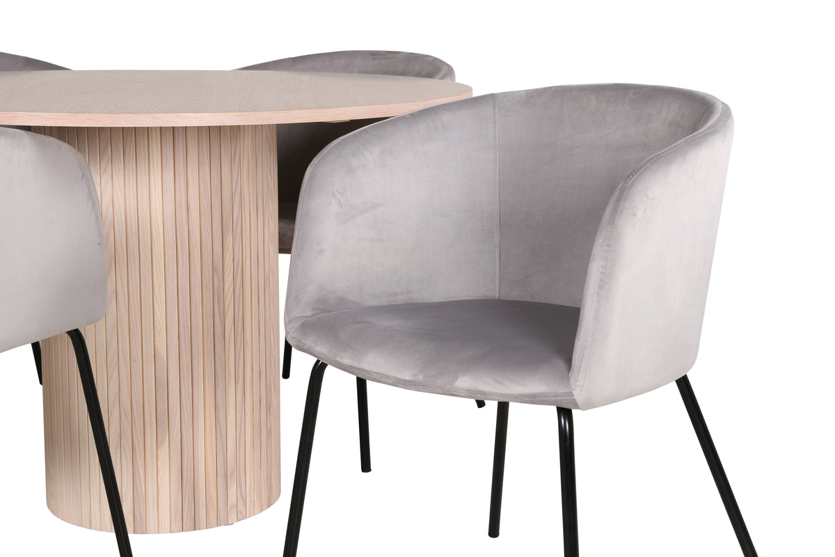 Venture Design Berit & Bianca Matstolar Grå + Runda Matbord ⌀110 Vitputsad