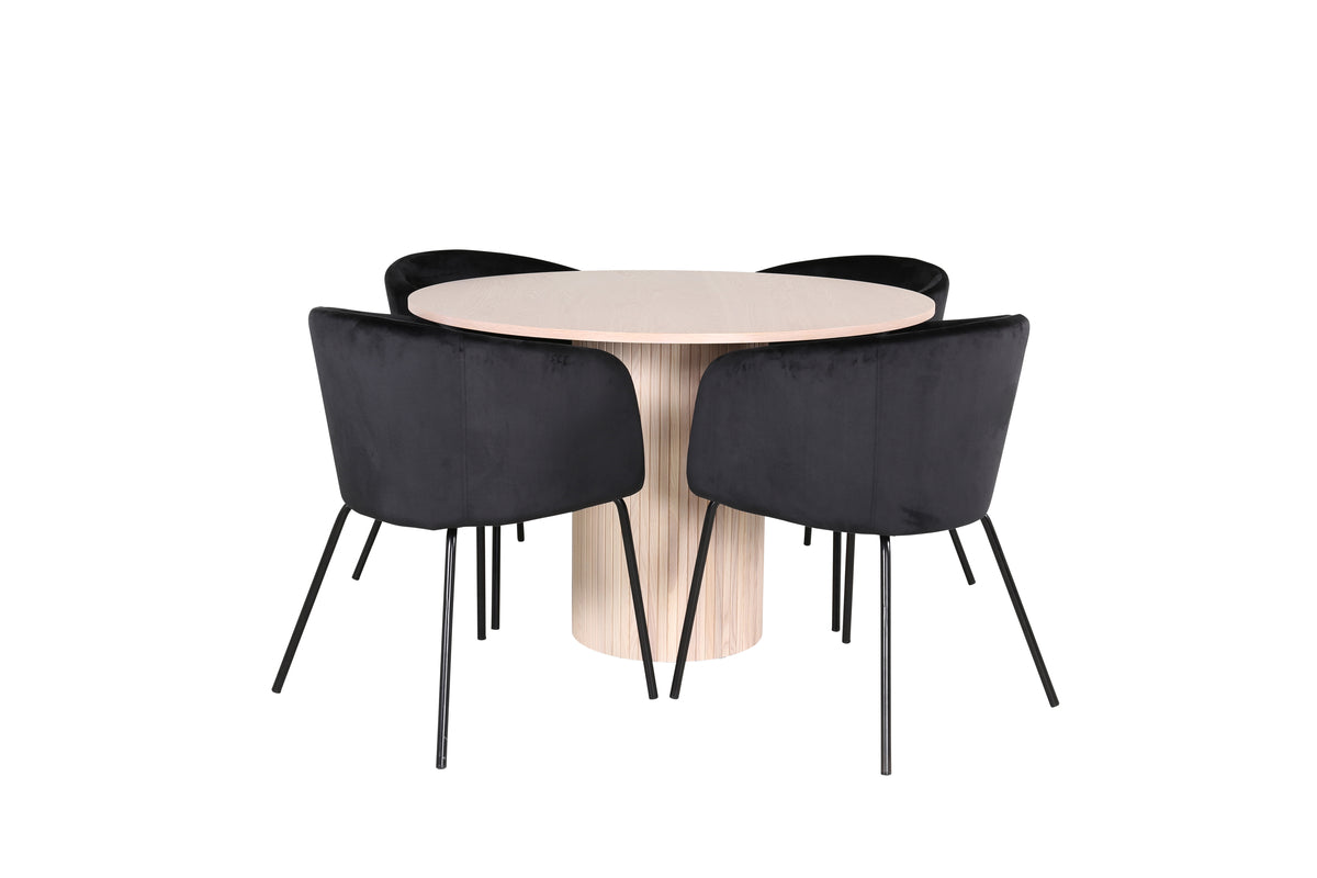 Venture Design Berit & Bianca Matstolar Svart + Runda Matbord ⌀110 Vitputsad