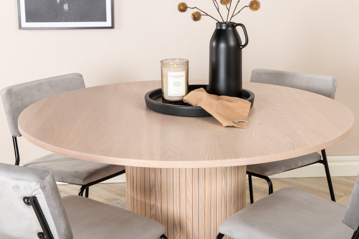 Venture Design Kenth & Bianca Matstolar 2-pack Grå + Runda Matbord ⌀110 Vitputsad