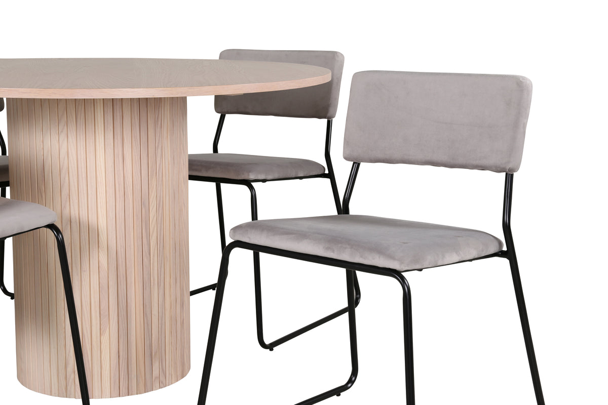 Venture Design Kenth & Bianca Matstolar 2-pack Grå + Runda Matbord ⌀110 Vitputsad