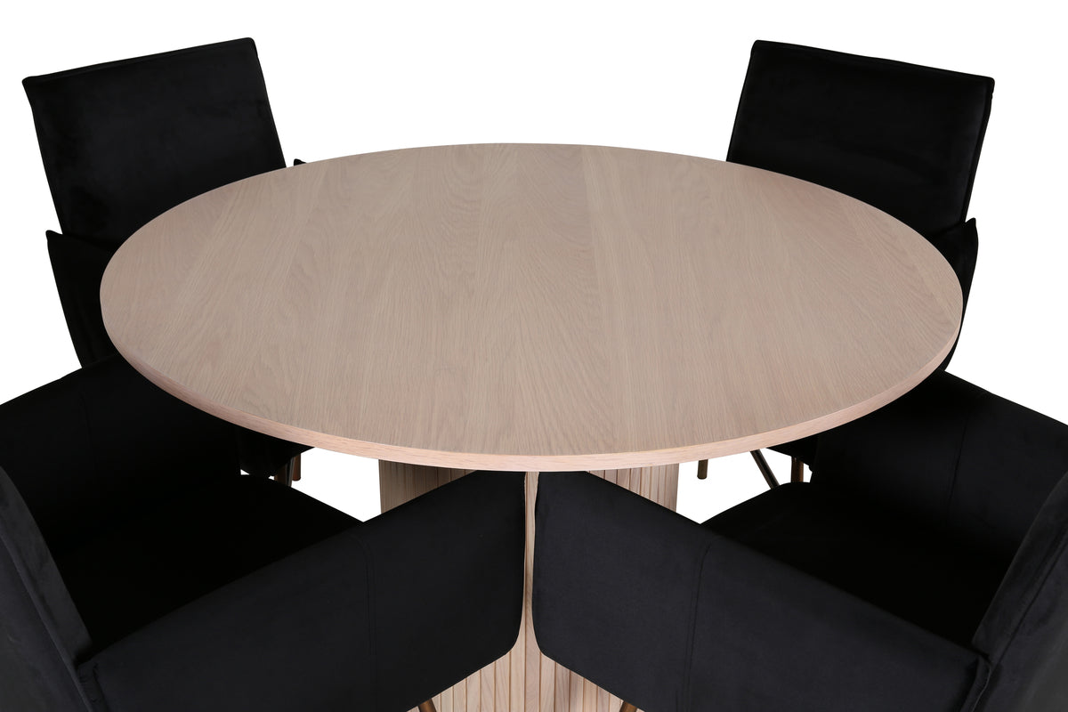 Venture Design Petra & Bianca Matstolar Svart + Matbord ⌀110