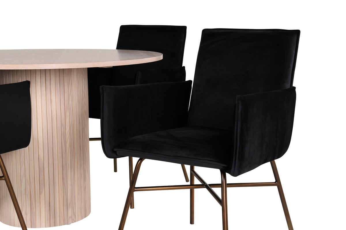 Venture Design Petra & Bianca Matstolar Svart + Matbord ⌀110