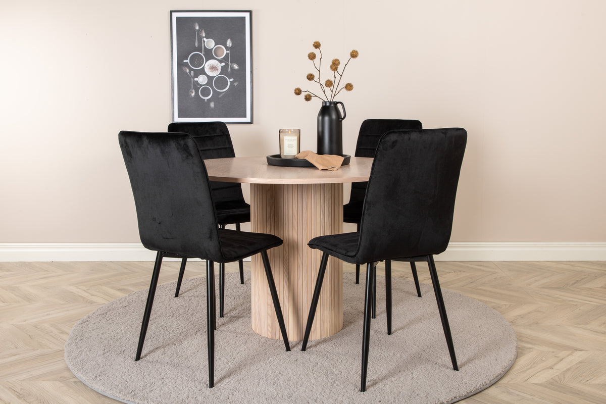 Venture Design Bianca & Windu Runda Matbord ⌀110 Vitputsad + Matstolar 2-pack Svart
