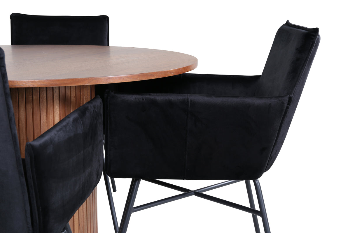 Venture Design Petra & Bianca Matstolar Svart + Matbord ⌀110