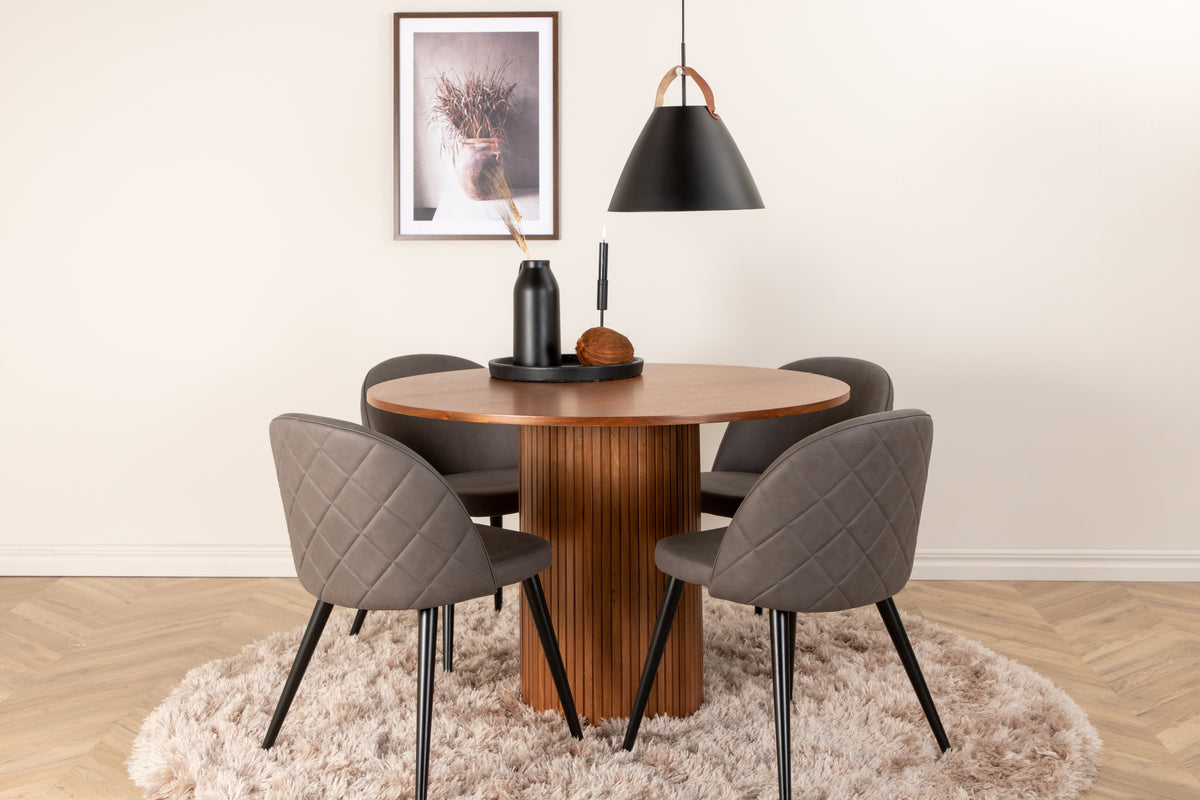 Venture Design Bianca & Velvet Matbord ⌀110 + Matstolar Grå