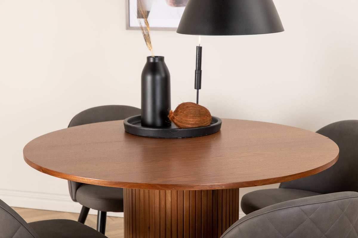 Venture Design Bianca & Velvet Matbord ⌀110 + Matstolar Grå
