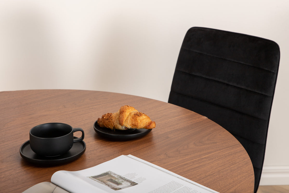 Venture Design Bianca & Windu Runda Matbord ⌀110 Valnöt + Matstolar 2-pack Svart