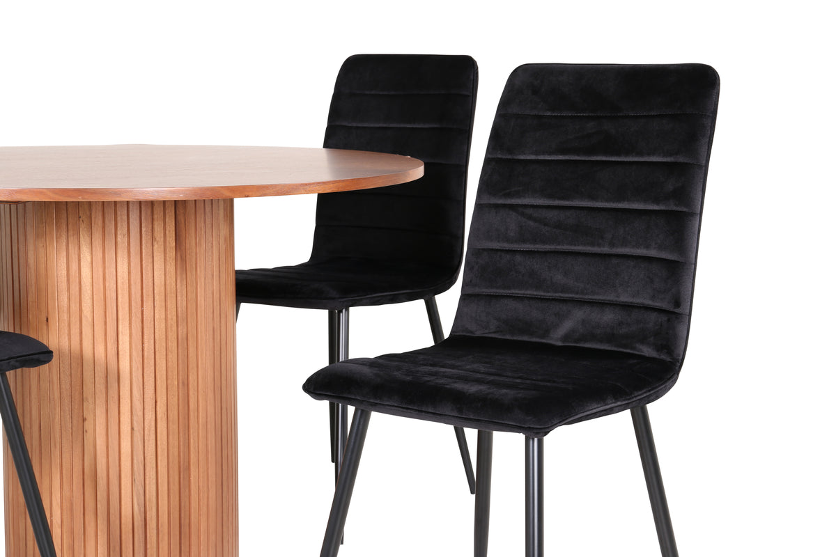 Venture Design Bianca & Windu Runda Matbord ⌀110 Valnöt + Matstolar 2-pack Svart