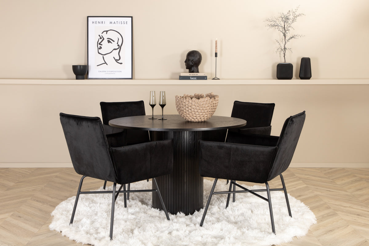 Venture Design Petra & Bianca Matstolar Svart + Matbord ⌀110