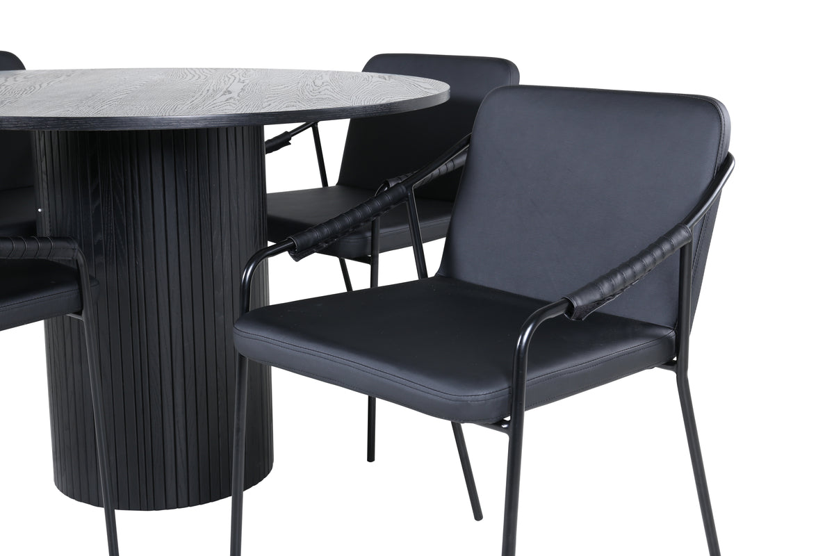 Venture Design Tvist & Bianca Matstolar Svart + Matbord ⌀110