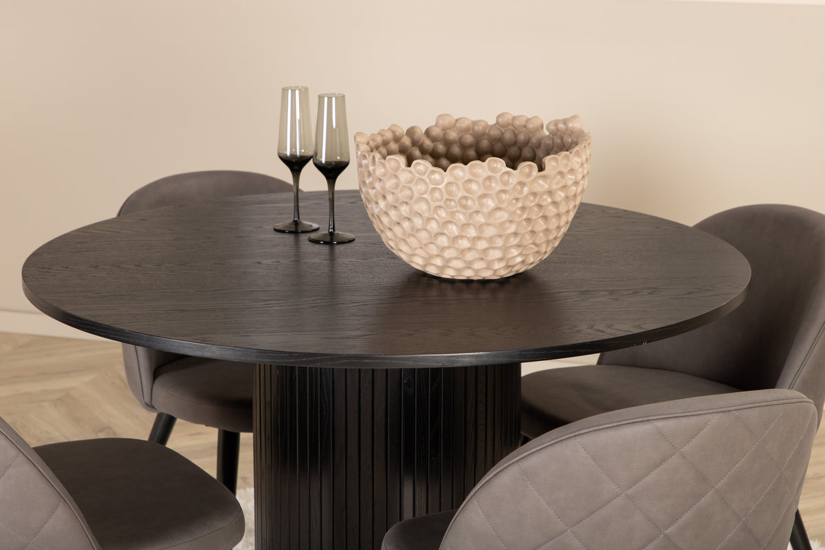 Venture Design Bianca & Velvet Matbord ⌀110 + Matstolar Grå