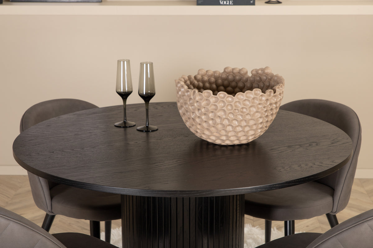 Venture Design Bianca & Velvet Matbord ⌀110 + Matstolar Grå