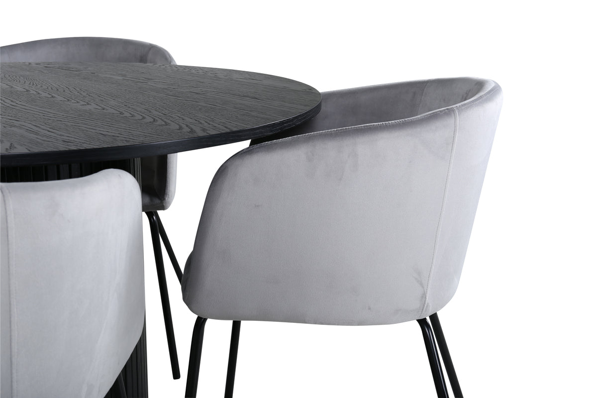 Venture Design Berit & Bianca Matstolar Grå + Runda Matbord ⌀110 Svart